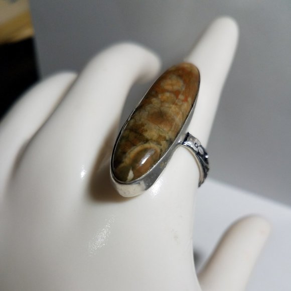 March BirthStone NATURAL MOLTED Jasper  Handmade Ring Marked SIZE 9 IMPRESSIVE - Picture 12 of 13